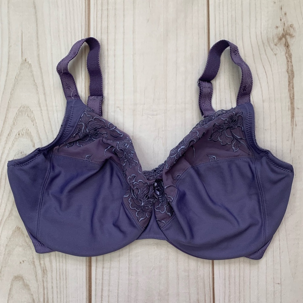 Glamorise Bra Size 36G Elegance Embroidered Wonderwire Lace Underwire Unlined